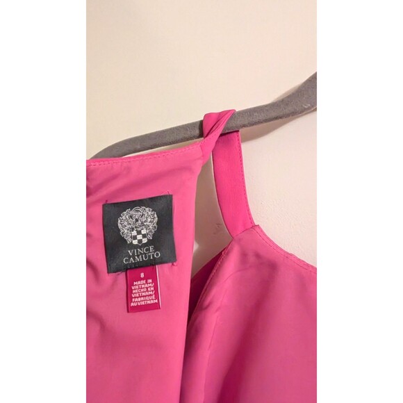 Vince Camuto New Feminine Crepe High Neck Ruffle Front Sheath Dress  Pink Sz 8 - Picture 4 of 7